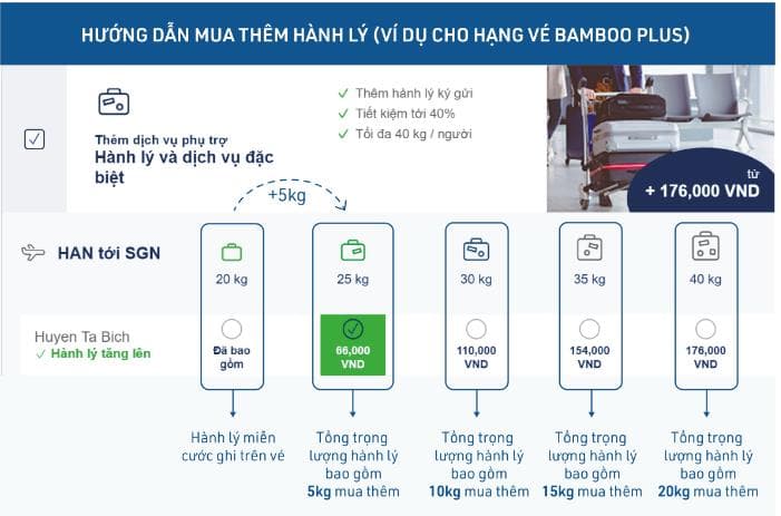 Hướng dẫn mua thêm hành lý ký gửi Bamboo Airways