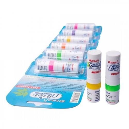 Ống Hít 2 Đầu Green Herb Brand Compound Liquid Borneol Inhalant Xanh Dương